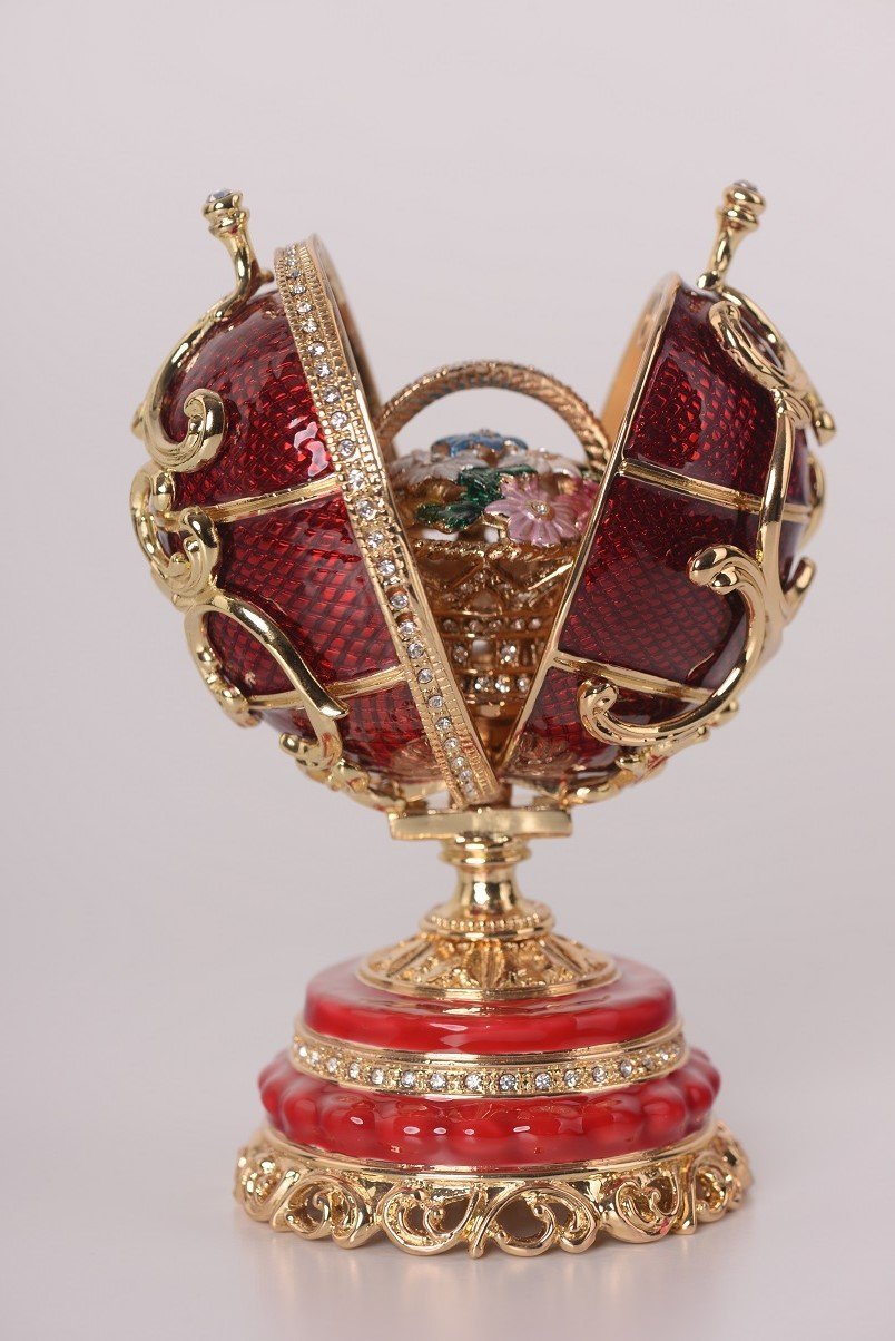 Keren Kopal Red Faberge Egg with a Removable Flower Bouquet  114.00