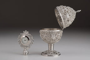 Keren Kopal Silver Faberge Egg with Clock Inside  119.00