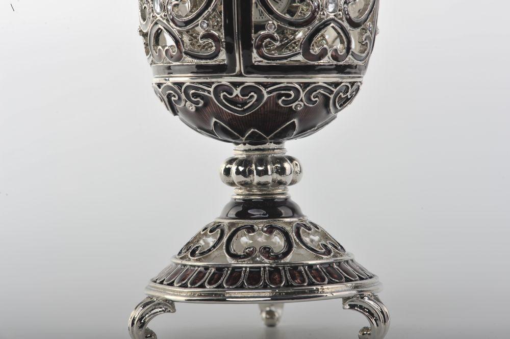 Silver & Black Faberge Style Egg with a Clock Inside  Keren Kopal