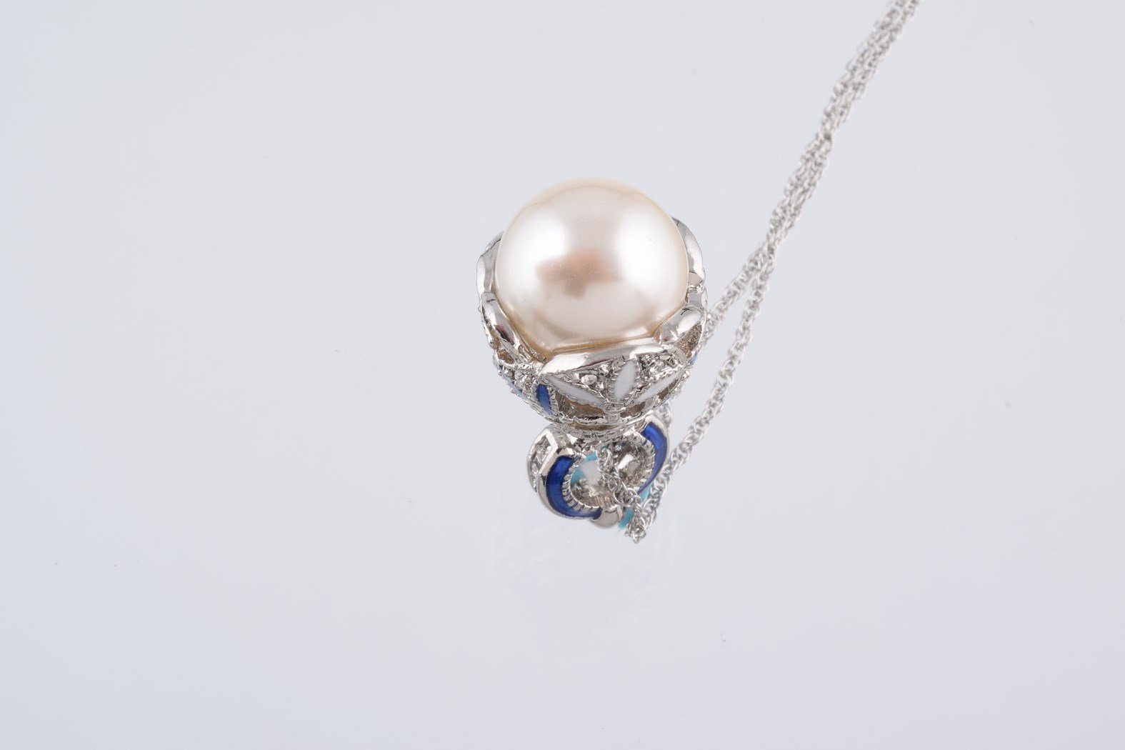 Keren Kopal Silver & Blue Pearl Egg Pendant Necklace  39.00