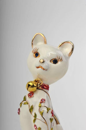 Keren Kopal White Cat with Flowers  52.00