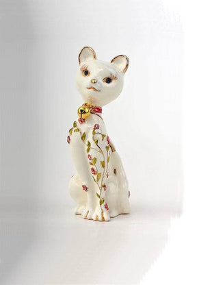 Keren Kopal White Cat with Flowers  52.00