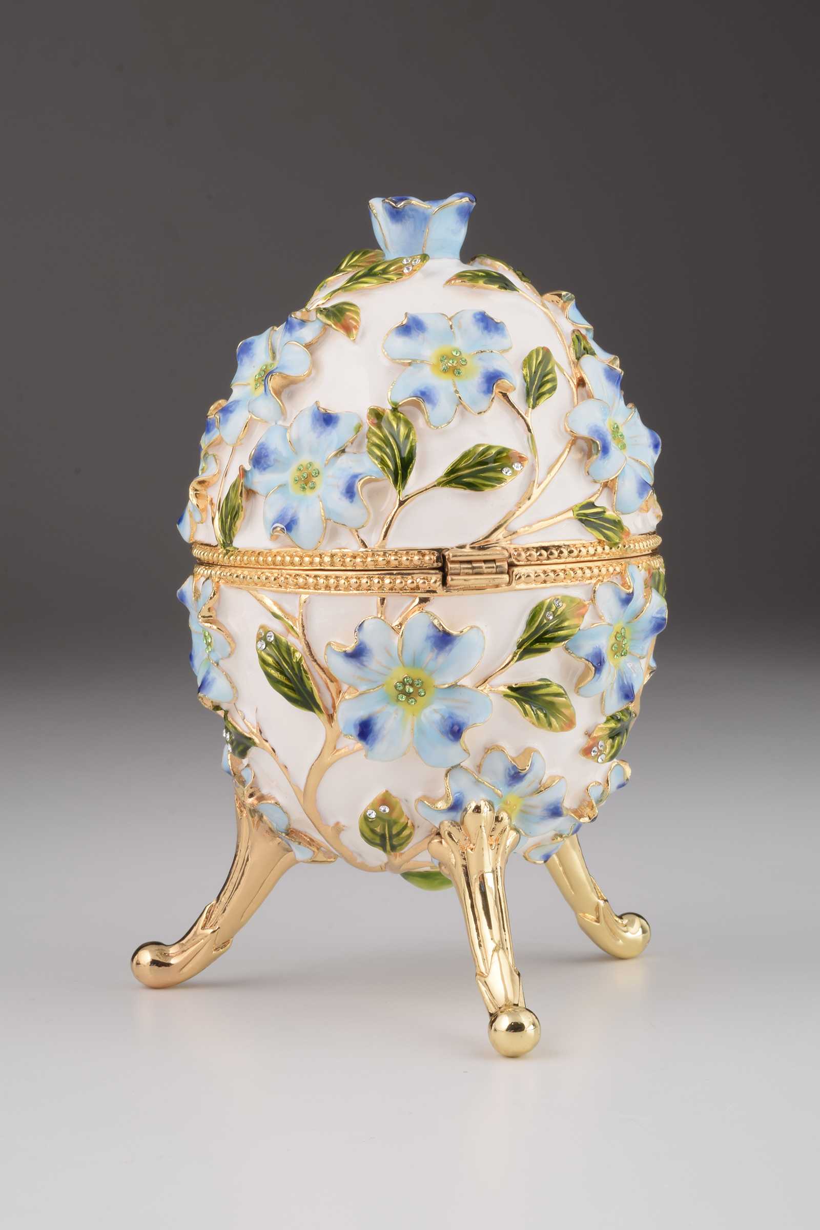 Keren Kopal White Faberge Egg with Flowers  296.50