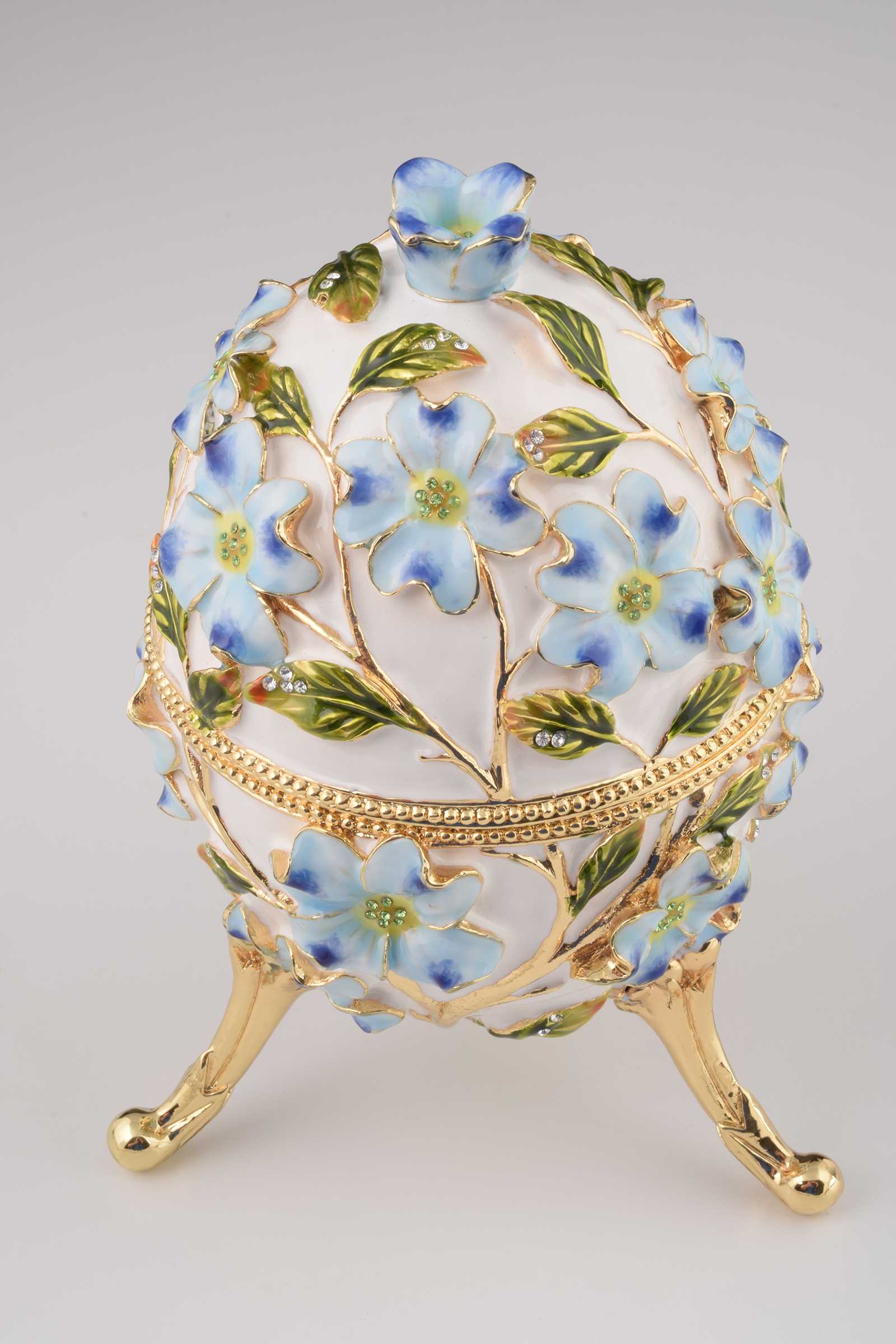 Keren Kopal White Faberge Egg with Flowers  296.50