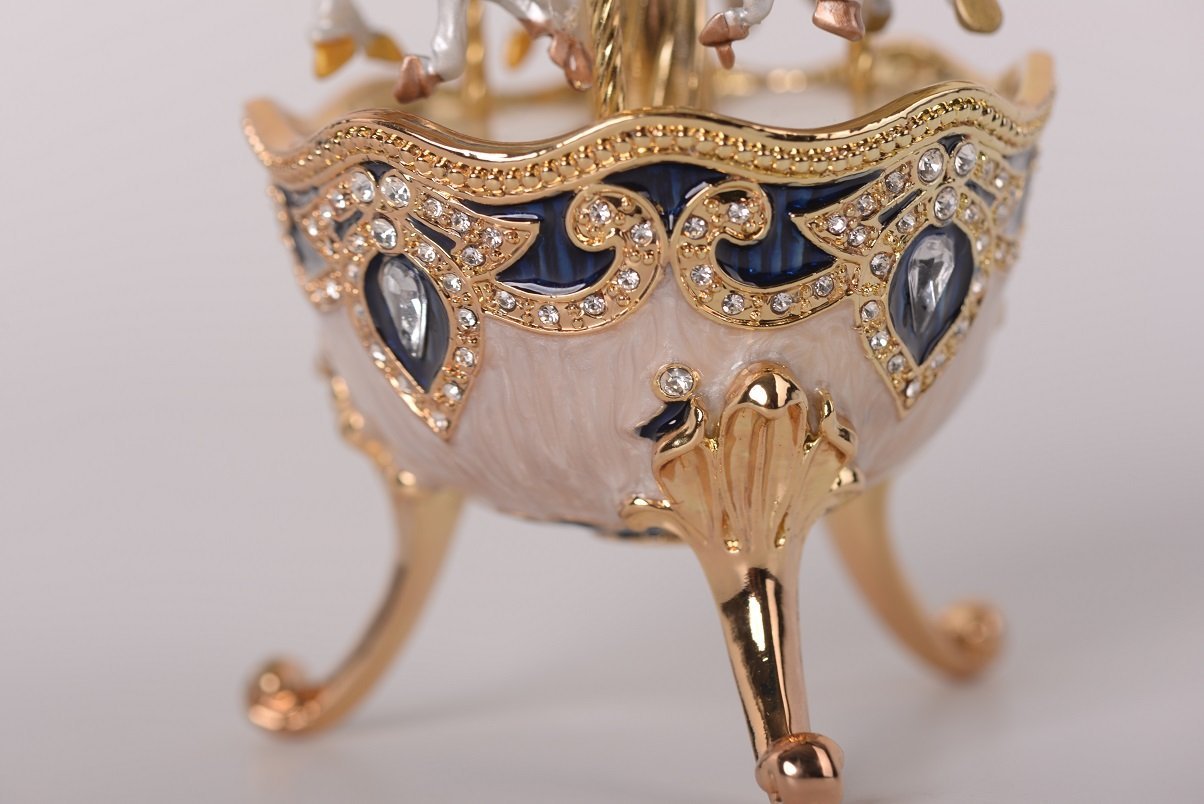 Keren Kopal White Faberge Egg with Horse Carousel  114.00