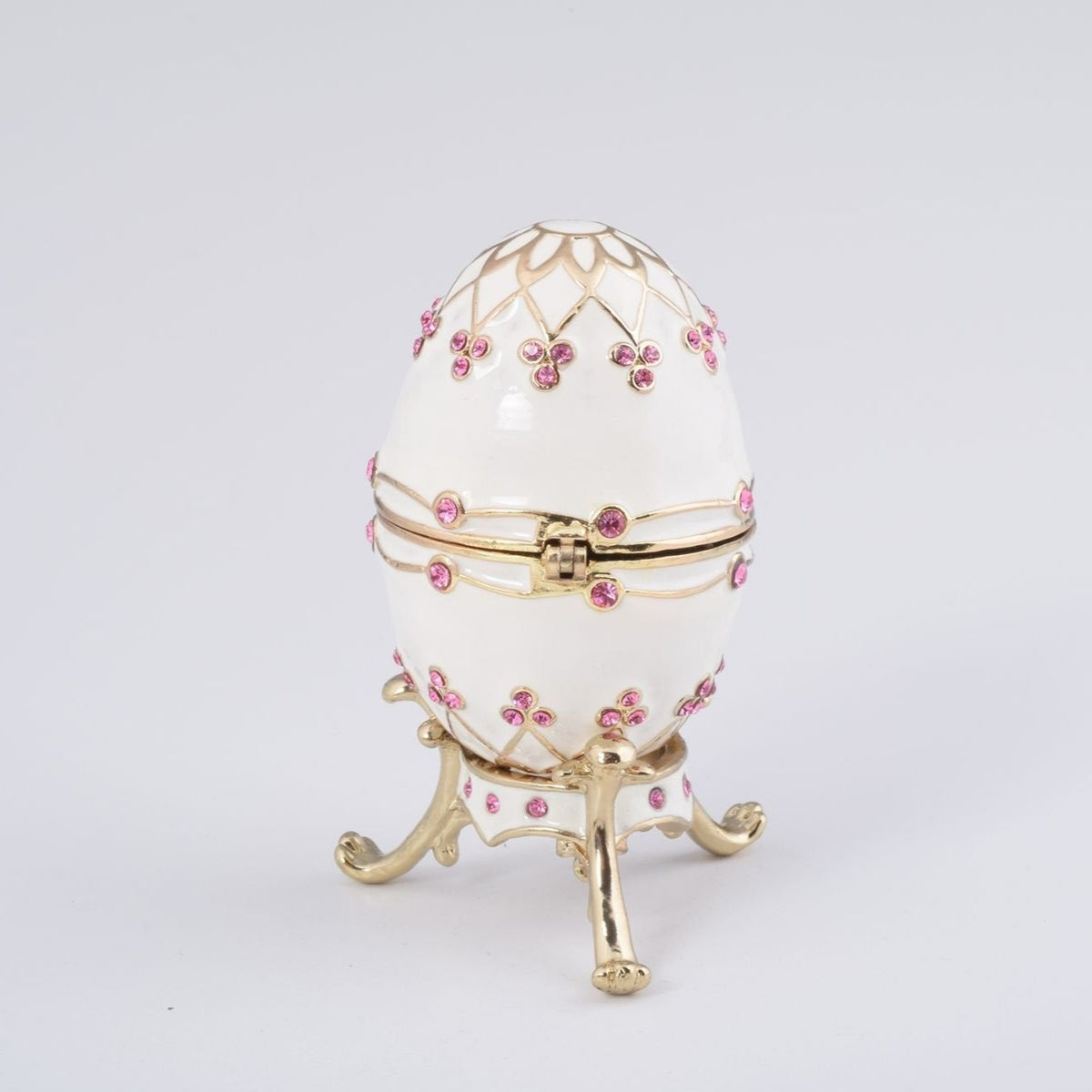 Keren Kopal White Faberge Egg with Pink Crystals  56.25