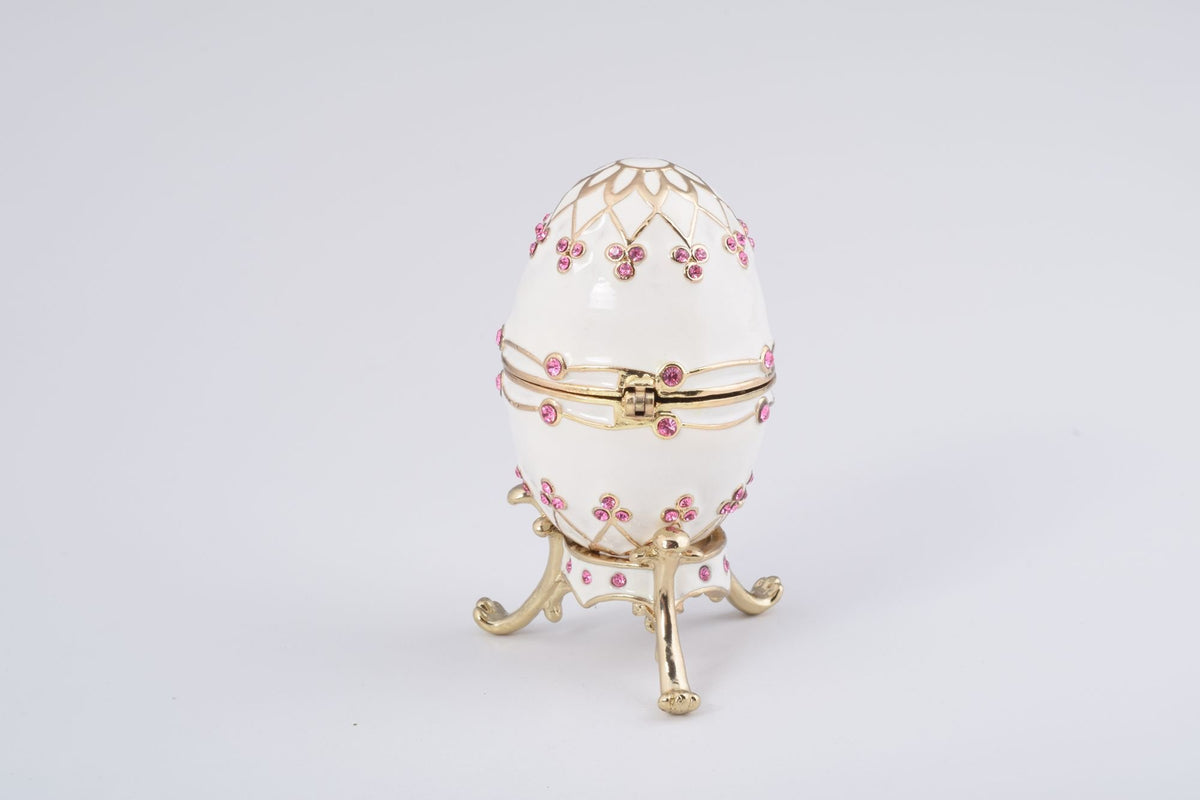 Keren Kopal White Faberge Egg with Pink Crystals  56.25