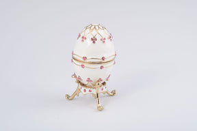 Keren Kopal White Faberge Egg with Pink Crystals  56.25