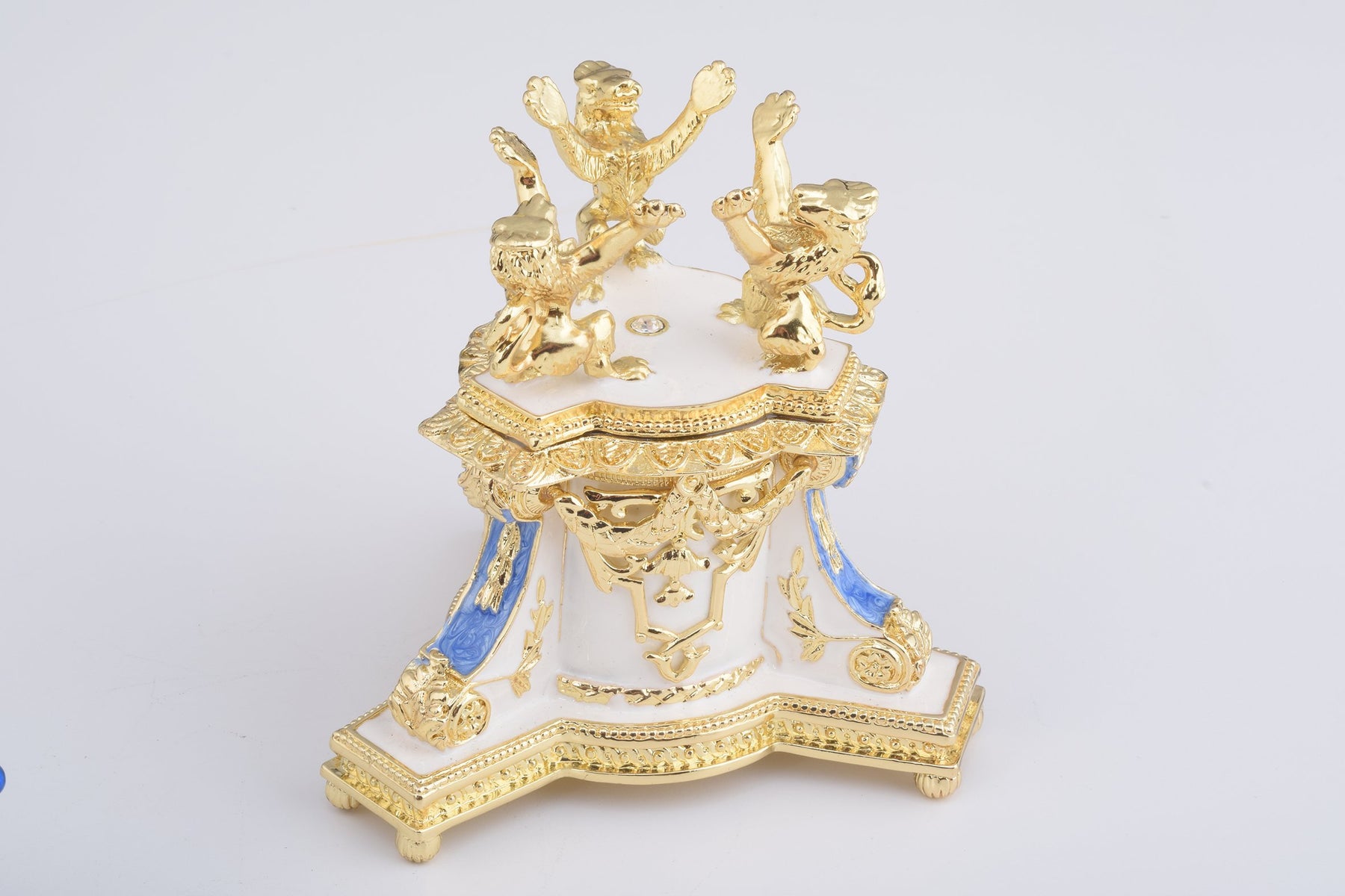 Keren Kopal White Faberge Egg with an Elephant on Top  344.00