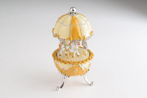 Keren Kopal Yellow Faberge Egg Carousel Wind up Music Box  124.00