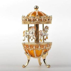 Keren Kopal Yellow Faberge Egg with Horse Carousel  136.50