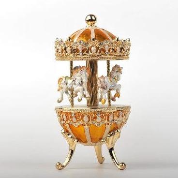 Keren Kopal Yellow Faberge Egg with Horse Carousel  136.50