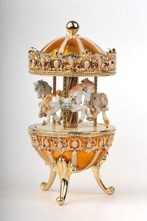 Keren Kopal Yellow Faberge Egg with Horse Carousel  136.50