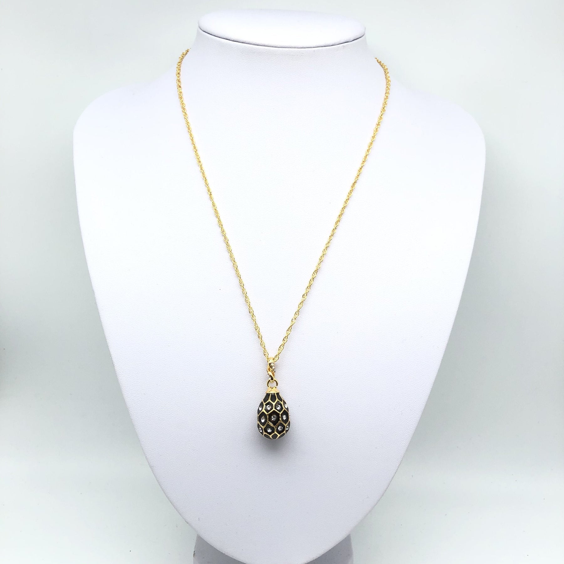 Black Egg Pendant Gold Necklace jewelry Keren Kopal