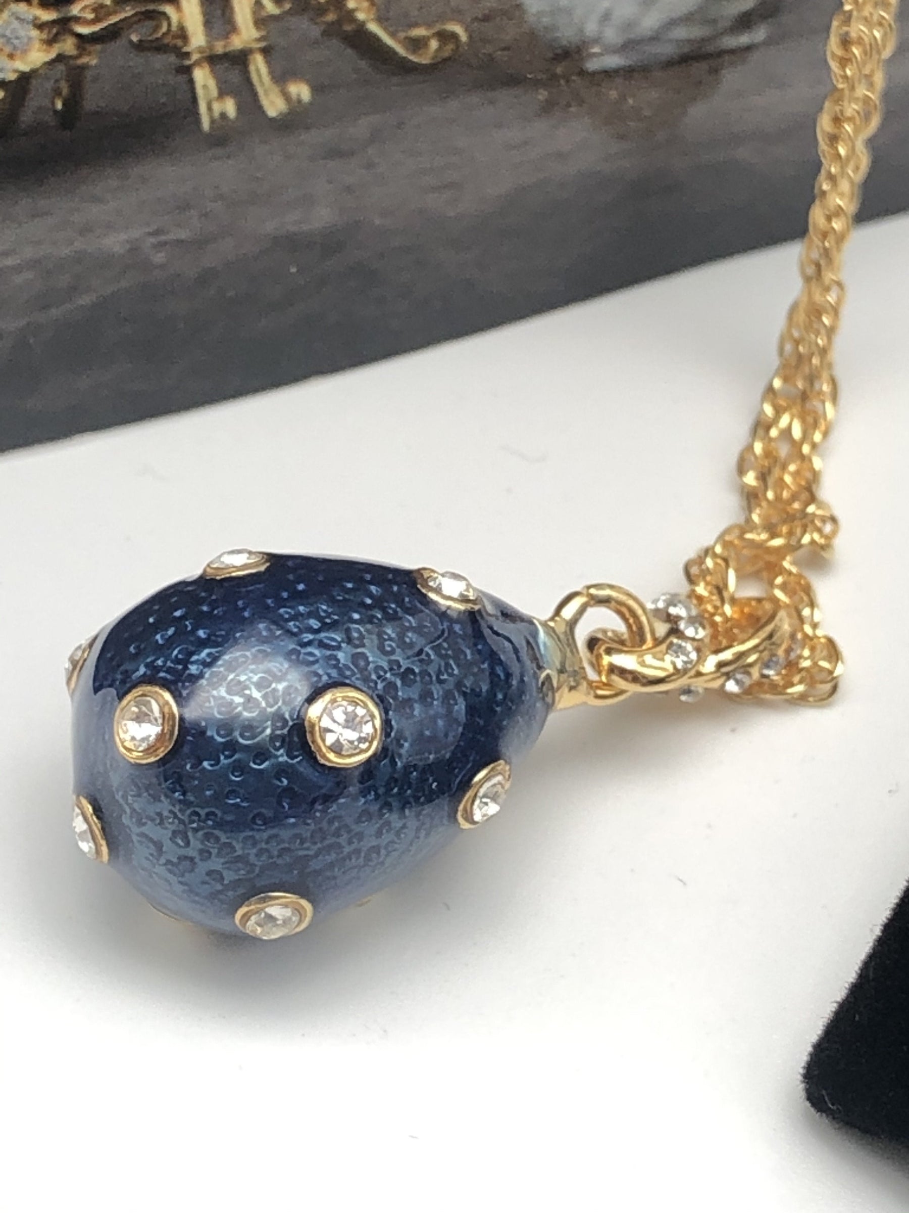 Blue Egg Pendant Gold Necklace jewelry Keren Kopal