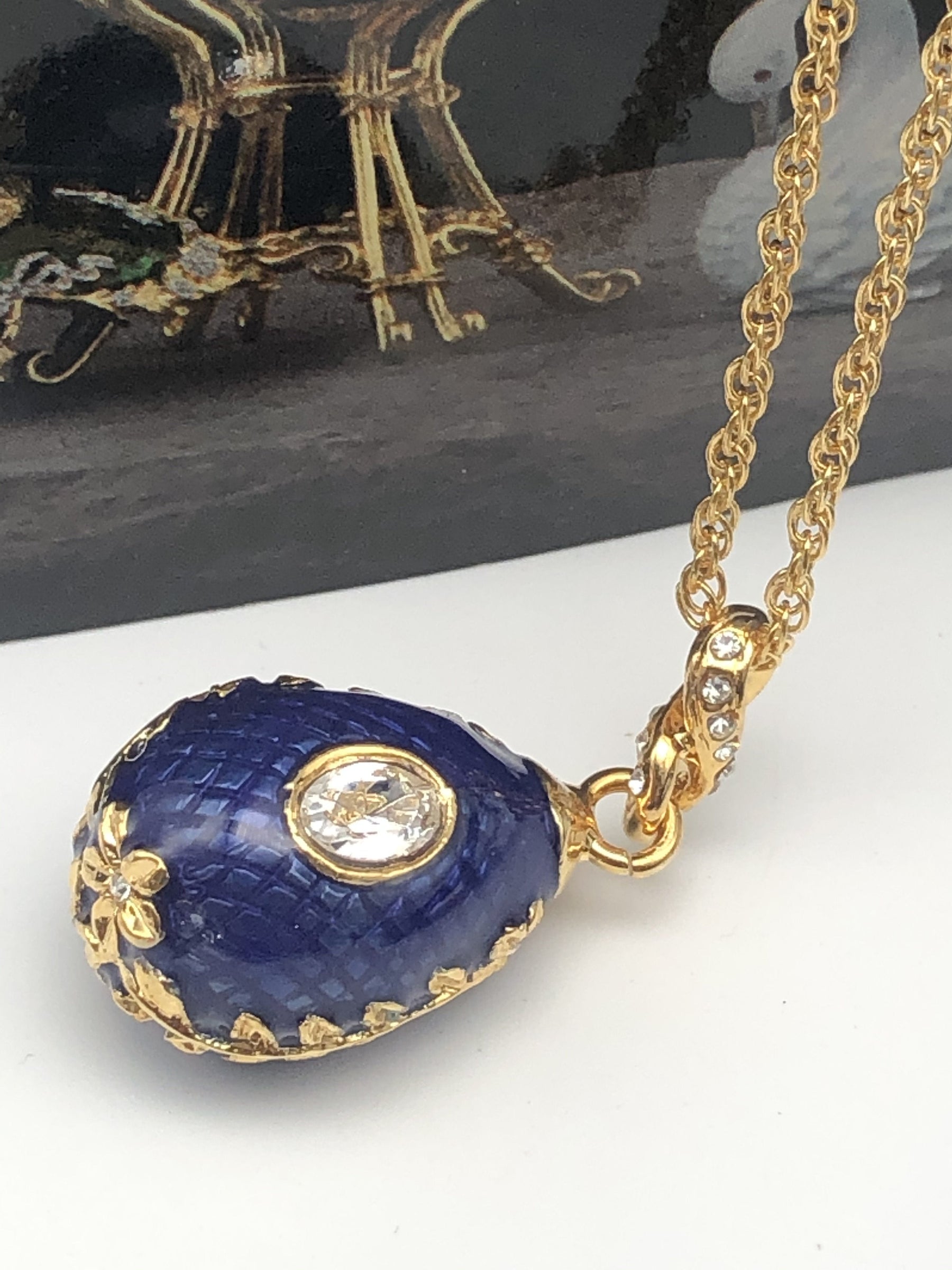 Blue Egg Pendant Gold Necklace jewelry Keren Kopal