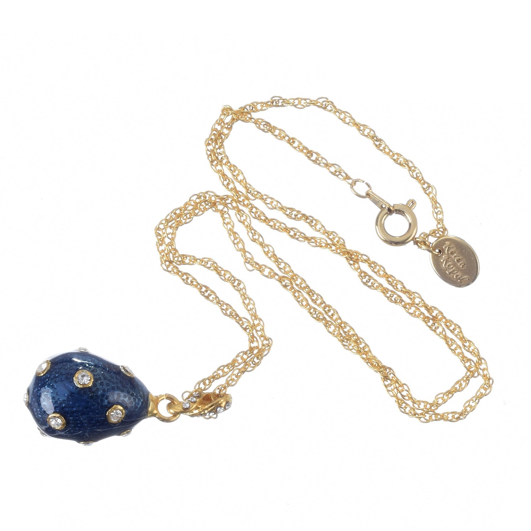 Blue Egg Pendant Gold Necklace jewelry Keren Kopal