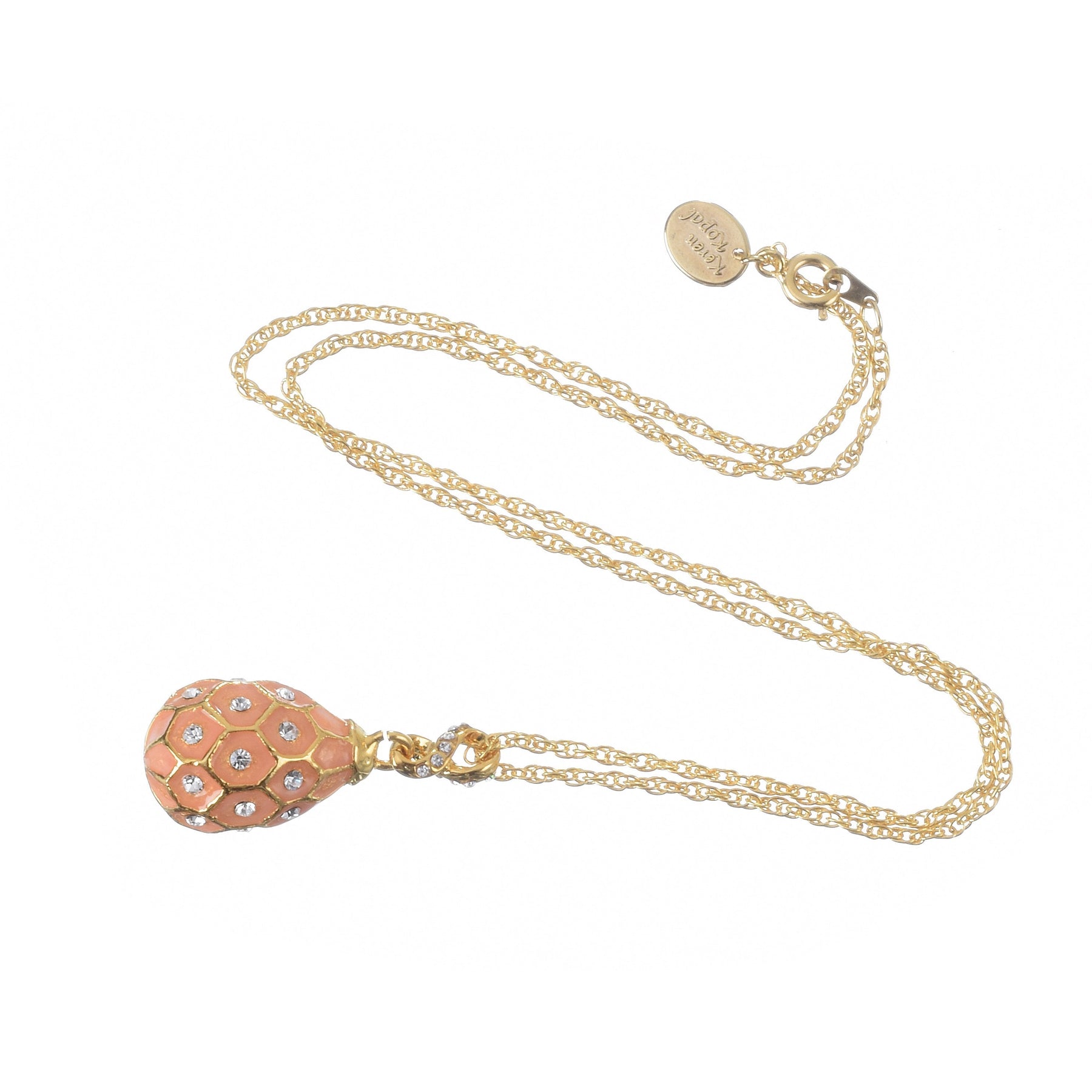 Pink Egg Pendant Gold Necklace jewelry Keren Kopal