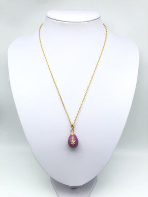 Purple Egg Star of David Pendant Gold Necklace jewelry Keren Kopal