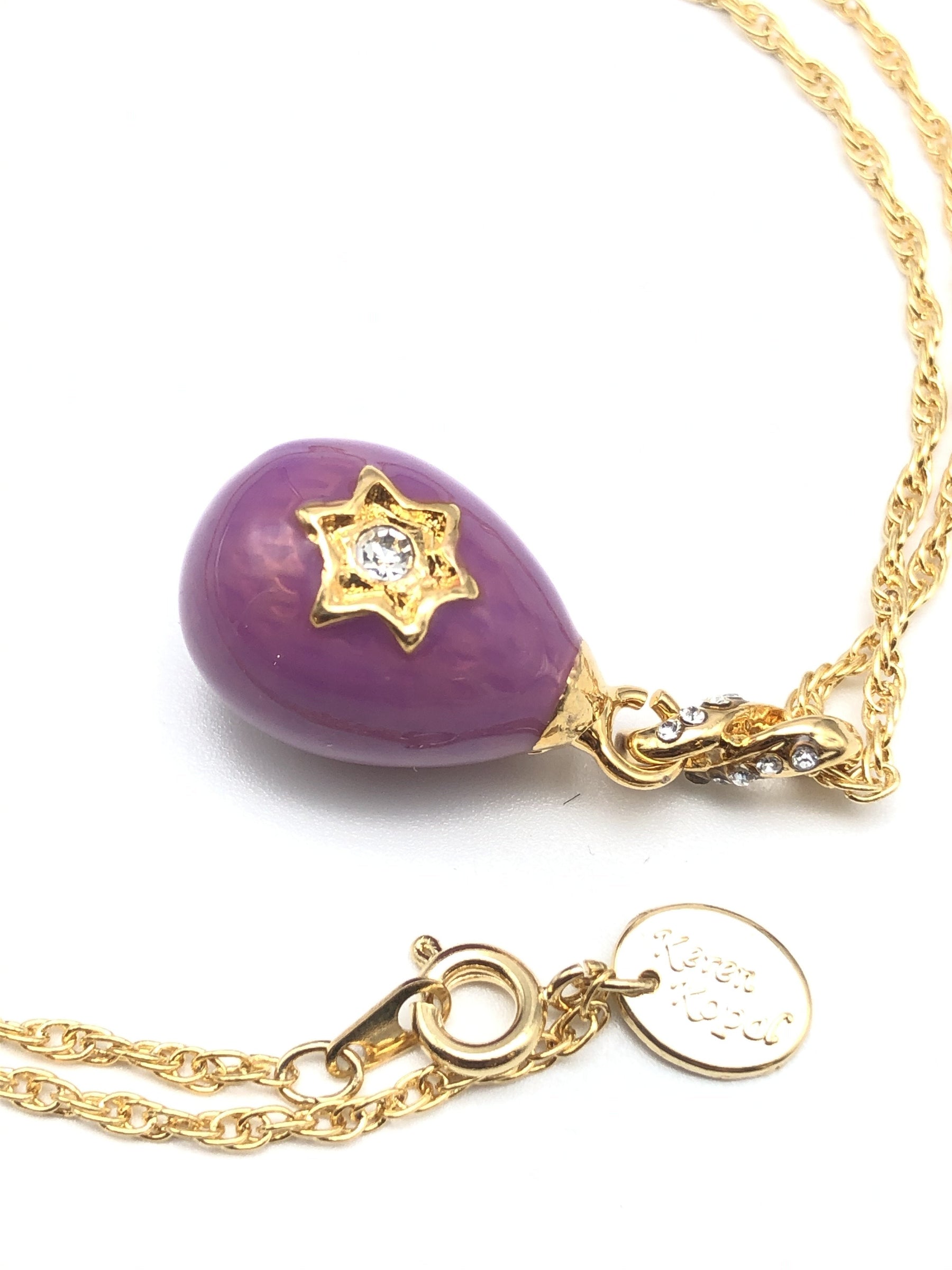 Purple Egg Star of David Pendant Gold Necklace jewelry Keren Kopal