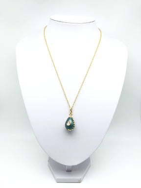 Teal Egg Pendant Gold Necklace jewelry Keren Kopal