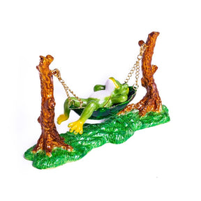 Frog Relaxing on Hammock trinket box Keren Kopal