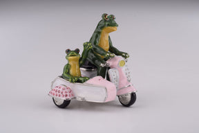 Frogs Riding Vespa with Sidecar trinket box Keren Kopal