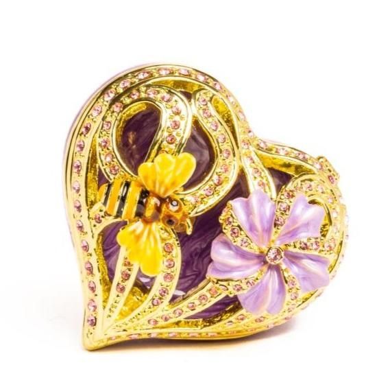 Golden Purple Heart Decorative Box trinket box Keren Kopal