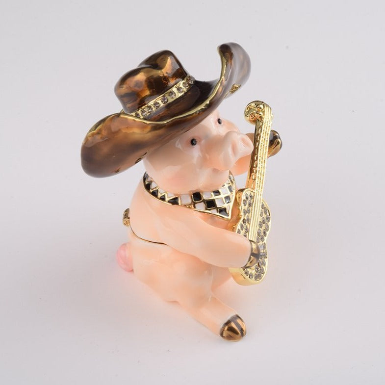 Pig Playing Guitar trinket box Keren Kopal