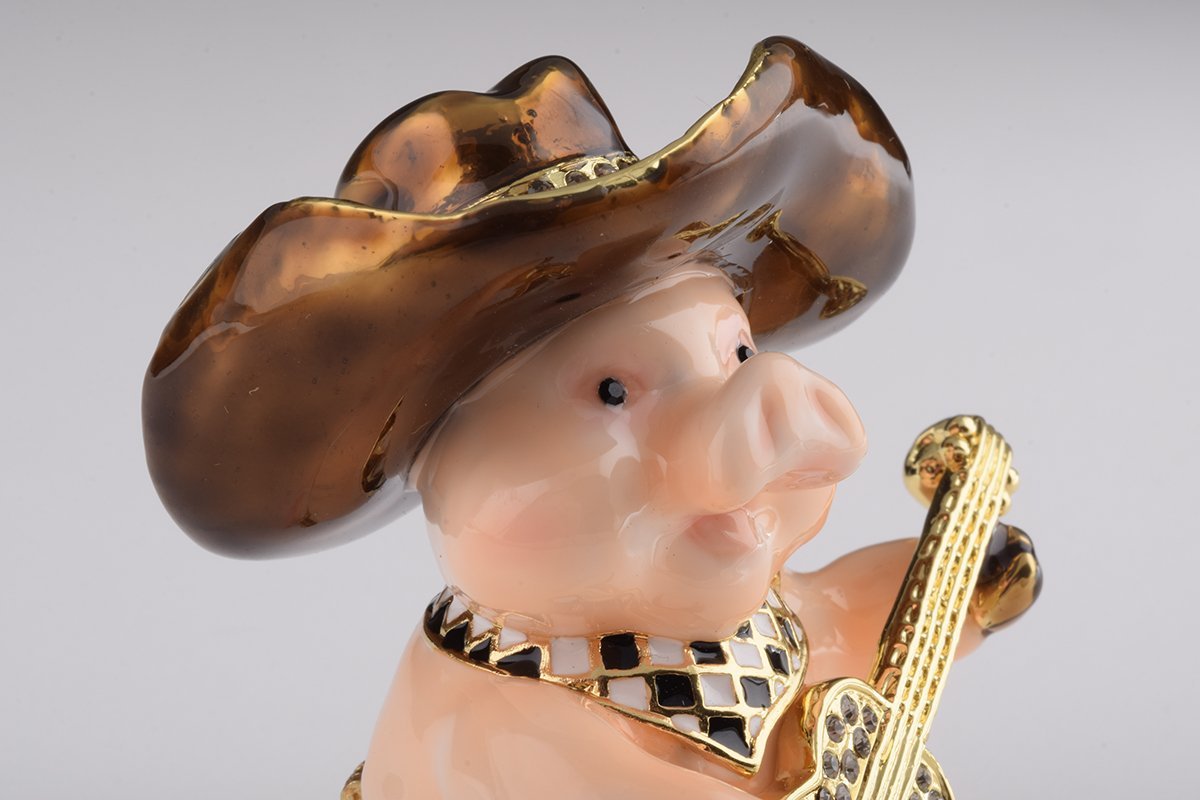 Pig Playing Guitar trinket box Keren Kopal