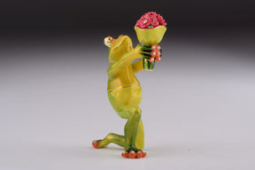 Romantic Frog Holding Flowers trinket box Keren Kopal