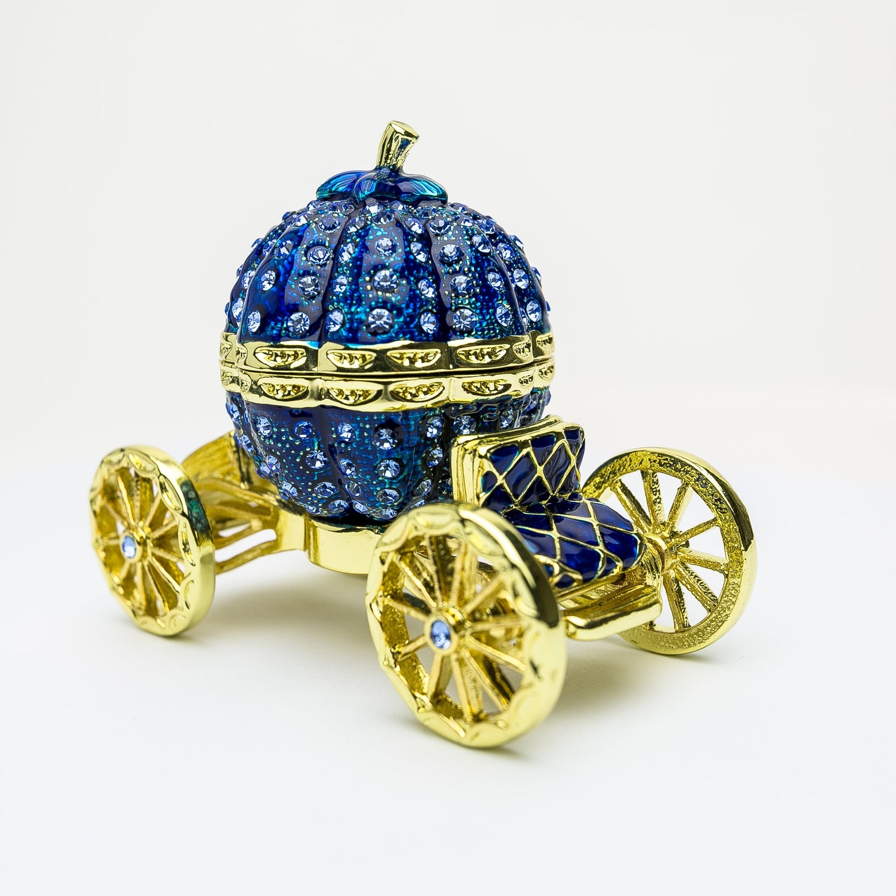 Royal Blue Faberge Pumpkin on Carriage trinket box Keren Kopal