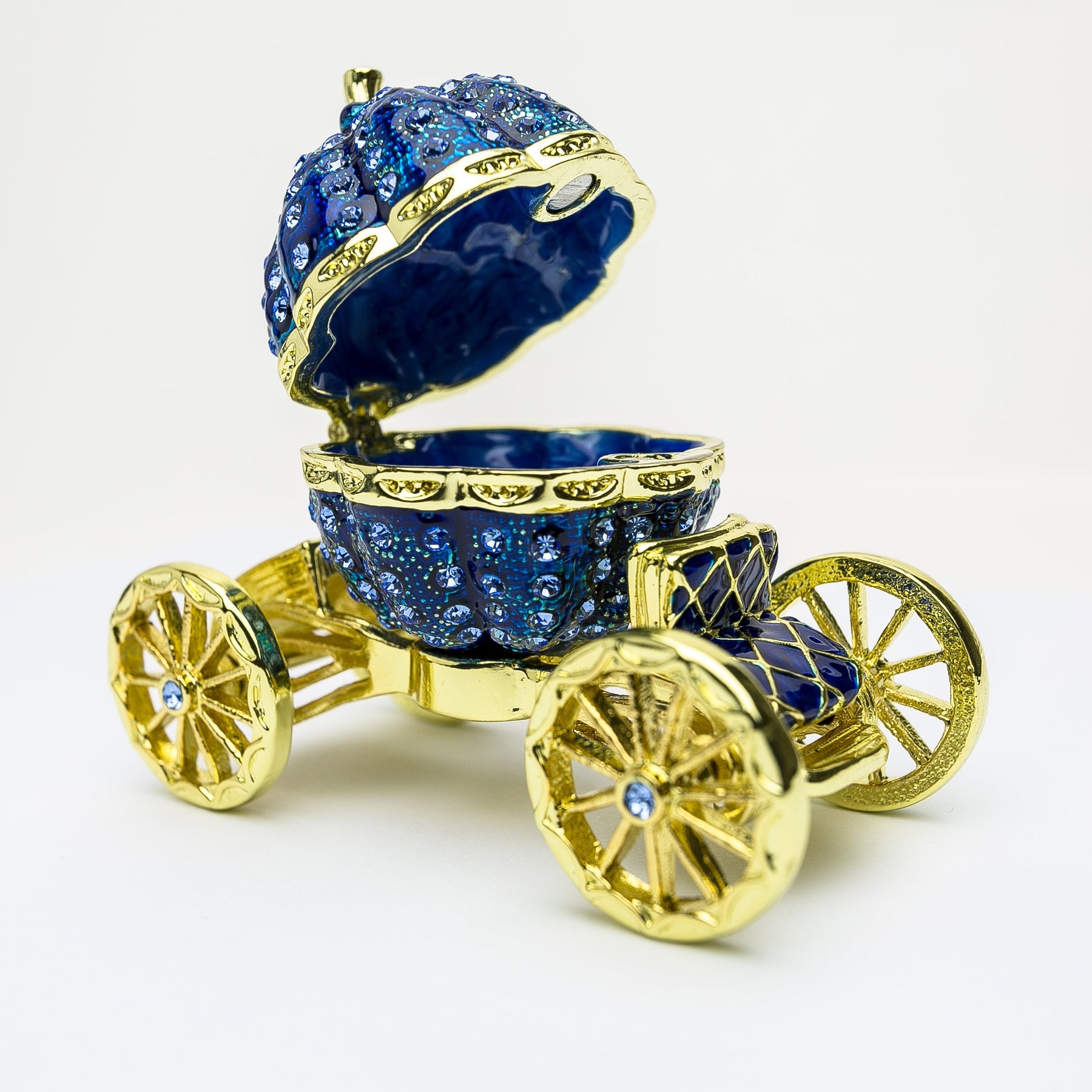 Royal Blue Faberge Pumpkin on Carriage trinket box Keren Kopal