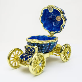 Royal Blue Faberge Pumpkin on Carriage trinket box Keren Kopal