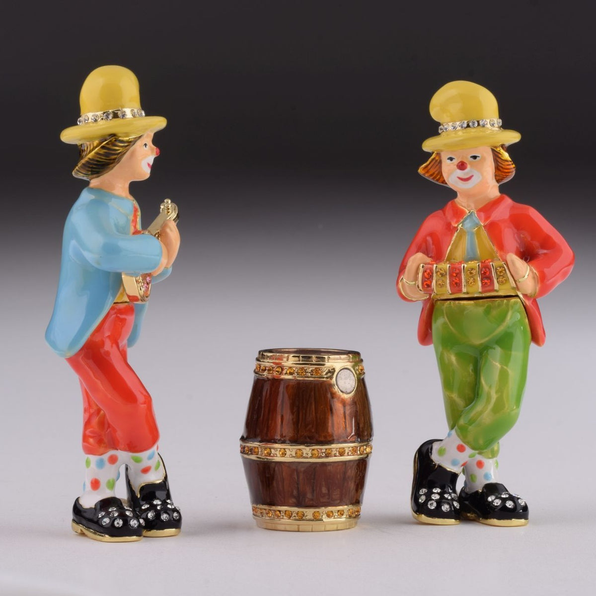 Two Circus Clowns Playing Music trinket box Keren Kopal