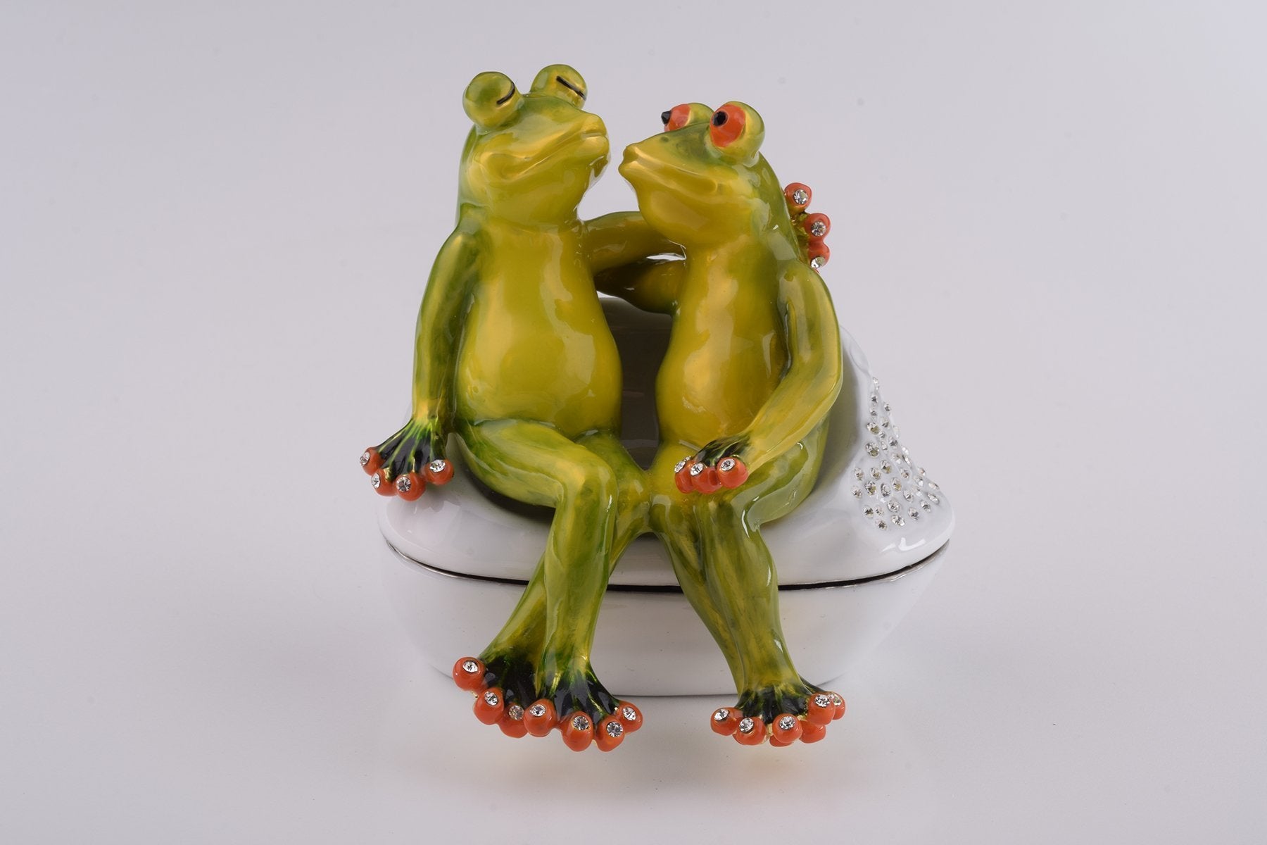 Two Frogs Sitting Together trinket box Keren Kopal